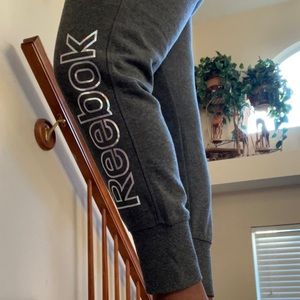 Grey Reebok Joggers with iridescent logo!